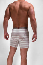 画像をギャラリービューアに読み込む, SWING SHIFT ボクサー下着 (Grey/White Stripe) 米国サイズ XS - 公式ツーアンダー (2UNDR) メンズインナーブランド